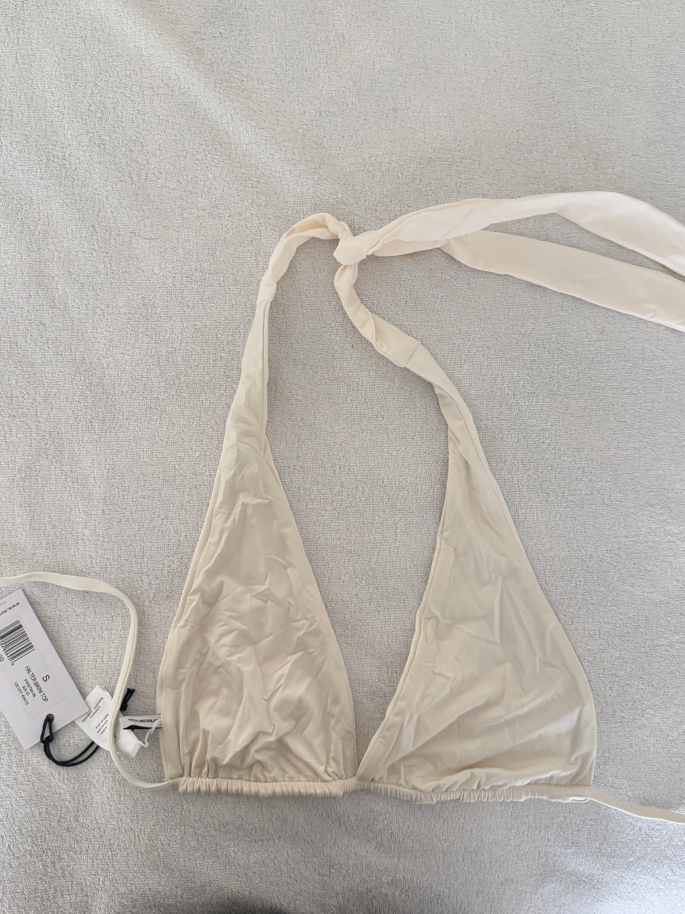 NWT-WeWoreWhat Cream Triangle Tie Halter Bikini Top-S